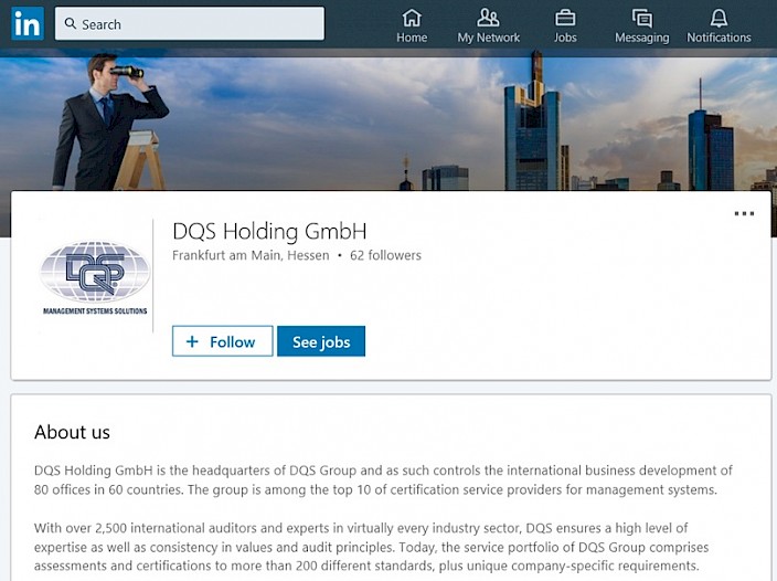 The DQS Holding channel on LinkedIn